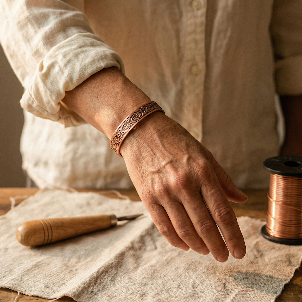 Pulsera de cobre Arena y Musgo