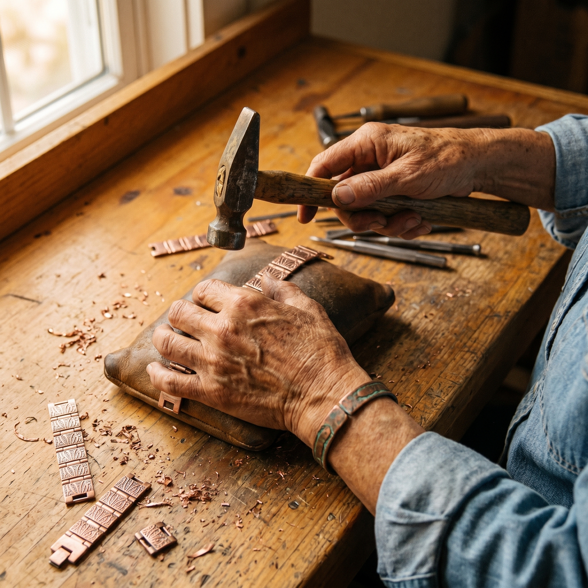 Pulsera de cobre para hombre Grano