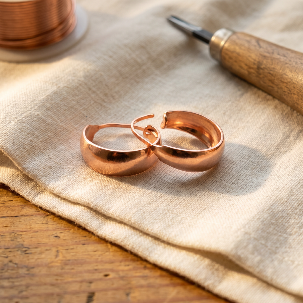 Pendientes de cobre Concha